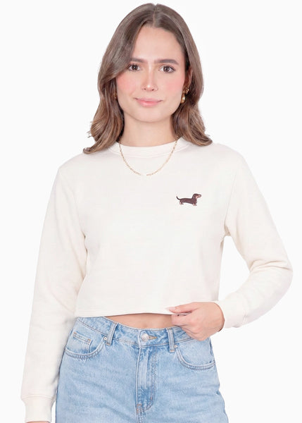 Buzo corto tipo sudadera con bordado perro salchicha - MONTANA